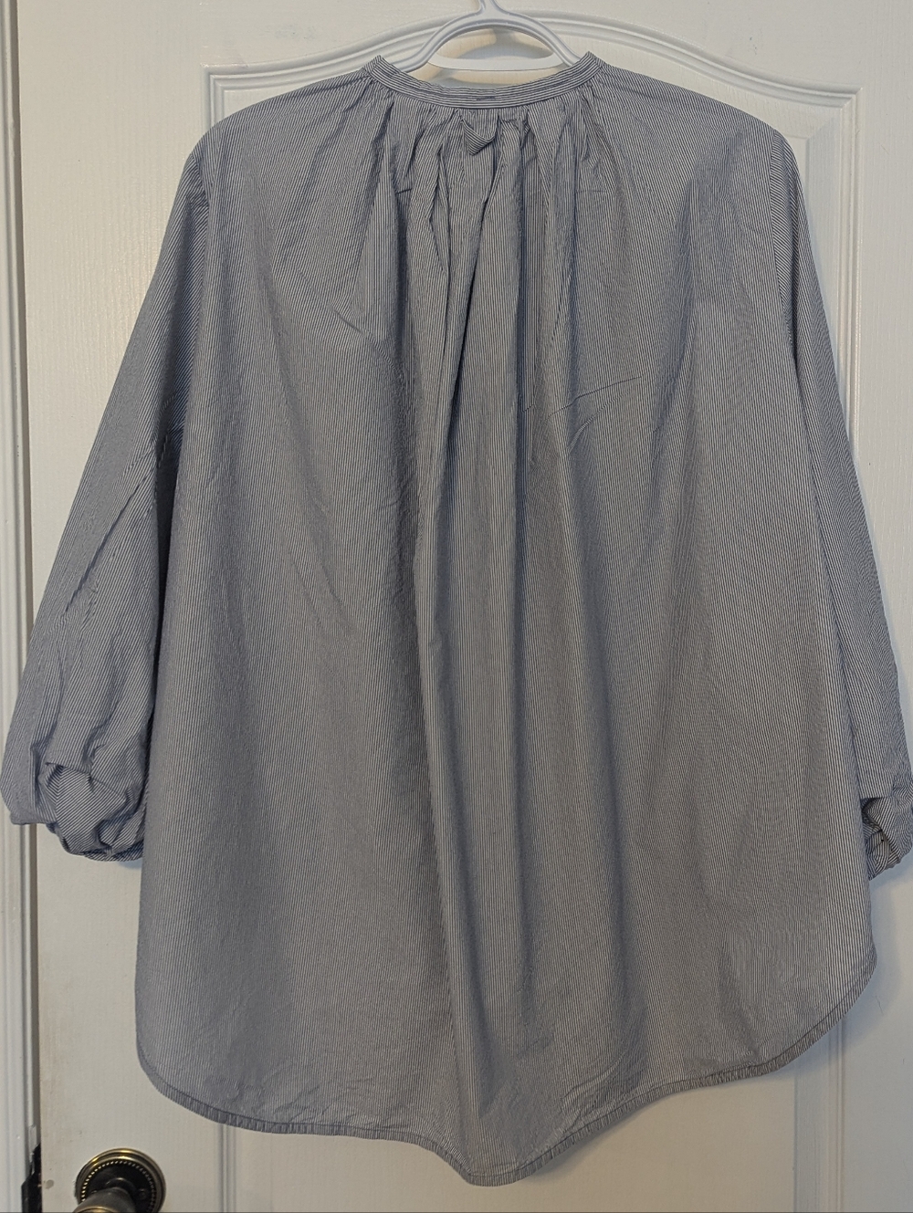 COS Cotton Blue Round-Neck Peasant Blouse - Picture 2 of 5